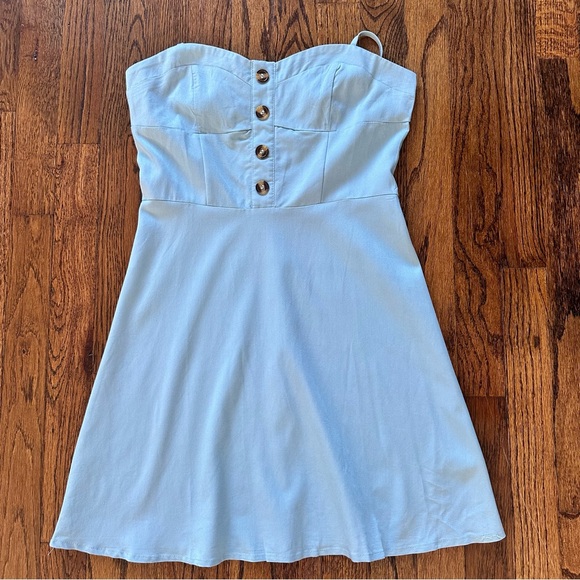 🦋 NWT Zaful Button Crisscross Cami Dress Baby Blue Small 4 - Picture 2 of 11